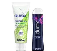 Durex - Lot de 2 Gels Lubrifiants Intimes - Lubrifiant Naturel Hydratant à l'Acide Hyaluronique 100 ml - Gel Lubrifiant Perfect Gliss 50 ml (2 Lubfiriants -Naturel Original & Perfect Gliss)