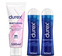 Durex - Lot de 2 Gels Lubrifiants Intimes - Lubrifiant Naturel Original à base d'eau 100 ml - Gel Lubrifiant Sexuel Intime Sensitive 50 ml
