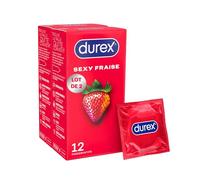 Durex - Lot de 24 Préservatifs Sexy Fraise - Extra Lubrifié Saveur Fraise - 2 x12 Préservatifs