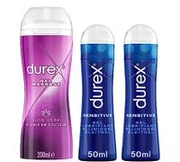 Durex - Lot de 3 Gels Lubrifiants Intimes - 1 x Gel De Massage Aloë Vera 200ml - 2 x Gels Sexuels Intimes Sensitive 50ml
