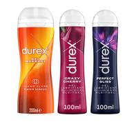 Durex - Lot de 3 Lubrifiants: Massage Ylang Ylang 200ml, Comestible Cherry 100ml, Perfect Gliss Sexe Anal 100ml