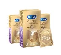 DUREX Lot de 3 Préservatifs Nude sans latex Sensation Peau contre Peau - Boîte de 8