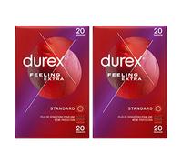 Durex - Lot de 40 Préservatifs Feeling Extra - Fins & Extra Lubrifiés - 2x20 pièces