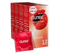 Durex - Lot de 48 Préservatifs Sexy Fraise - Extra Lubrifié Saveur Fraise