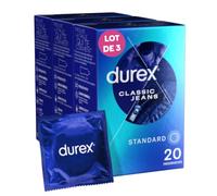 Durex - Lot de 60 Préservatifs Classic Jeans - Confort et Extra Lubrifié - 3x20 pièces