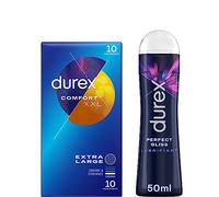 Durex - Lot de Préservatifs et Lubrifiant - 1 Boîte de Préservatifs Confort XXL x10 - Gel Lubrifiant Sensitive 50ml (Comfort XXl x10 + Perfect Gliss 50 ml)