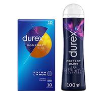 Durex - Lot de Préservatifs et Lubrifiant - 1 Boîte de Préservatifs Confort XXL x10 - Gel Lubrifiant Sensitive 50ml (Comfort XXL x10 + Perfect Gliss 100 ml)