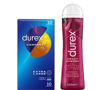 Durex - Lot de Préservatifs et Lubrifiants - 1 Boîte de Préservatifs Confort XXL x10 - Gel Lubrifiant Cherry 100ml