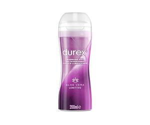 Durex Massage 2 in 1, Gel Lubrificante Intimo a Base Acqua e Gel per Massaggi, con Aloe Vera, 200 ml