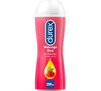 Durex Massage 2 in 1, Gel Lubrificante Intimo a Base Acqua e Gel per Massaggi, con Guaranà, 200 ml