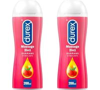 Durex Massage 2 in 1, Gel Lubrificante Intimo a Base Acqua e Gel per Massaggi, con Guaranà, 200 ml (Lot de 2)