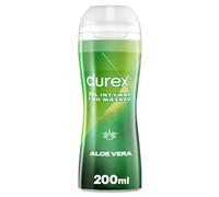Durex Massage et lubrifiant 2 en 1 à l'aloe vera - Pour les massages de tout le corps et les zones intimes, avec applicateur de massage pour une application facile - 200 ml (la couleur de l'emballage peut varier)