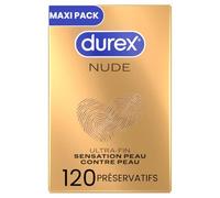 Durex Nude - 120 Préservatifs pour Homme - Ultra Fins - Taille Standard