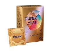 Durex Nude Sans Latex - 20 Préservatifs Extra Lubrifiés - Taille Standard - Convient aux personnes allergiques au latex