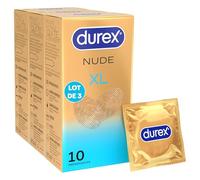 Durex Nude XL - 30 Préservatifs Homme Ultra Fins et Extra Larges - Largeur nominale 60mm