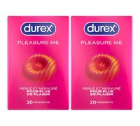 Durex PLEASURE ME - 40 Préservatifs Perlés et Nervurés - Lot de 2 x 20 pièces