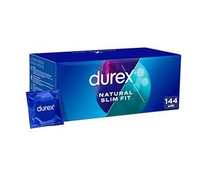 Durex Préservatifs Natural Slim Fit pour confort et sécurité, 144 préservatifs petite taille