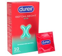 Durex Lot de 10 préservatifs Fins au Toucher - Coupe étroite et humidifiés avec Un lubrifiant en Silicone