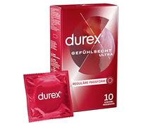 Durex Préservatifs ultra doux - 20% plus fin - Préservatifs hydratés - Transparents - Odeur agréable - Lot de 10 (1 x 10 pièces)