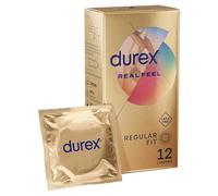 Durex Real Feel Lot de 12 préservatifs à coupe droite, sans latex, lubrifiant supplémentaire en silicone, forme facile à appliquer
