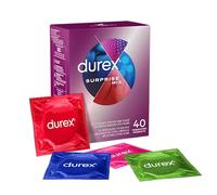 Durex Surprise Mix, Préservatifs Assortis, Prophylactiques minces et avec Reliefs et Nerveurs, 40 Prophylactiques, En Ligne Seulement