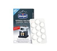 Durgol Lot de 10 tablettes de nettoyage pour machine à expresso et cafetière, compatibles avec toutes les machines à café, blanches