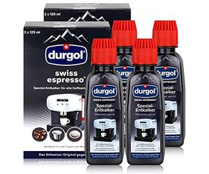 durgol Swiss Espresso Détartrant spécial - Détartrant pour machines à café de tous types et types - Nettoyage facile sans temps d'action ni résidus - Version allemande - 4 x 125 ml