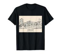 Durham Caroline du Nord Vintage Skyline Dessin T-Shirt
