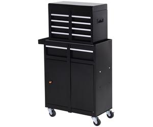 DURHAND Armoire à Outils Chariot d'Atelier Boîte à Outils avec 5 Tiroirs Roulettes à 360° en Métal 60 x 28 x 104,5 cm