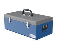 DURHAND Caisse Boite à Outils Métal Transportable 50L x 26l x 18,5H cm Bleu | 3 Poignées, 2 Loquets