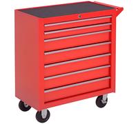 DURHAND Carro de Herramientas con 7 Cajones y Ruedas Caja Plus Taller Cerradura tipo Mueble de Almacenamiento 69x33x75cm Rojo Rouge