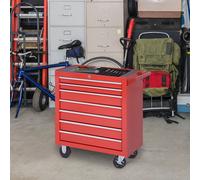 DURHAND Chariot à outils, 2 petits & 5 grands tiroirs, Acier, jusqu'à 150 kg, 69 x 33 x 75 cm, Rouge
