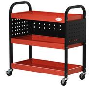 DURHAND Chariot d'atelier servante atelier à 3 niveaux avec étagères, planches suspendues, charge jusqu'à 100 kg, rouge