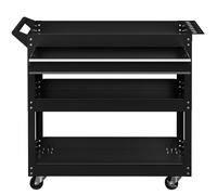 DURHAND Chariot d'atelier servante atelier à 3 niveaux avec tiroir, porte-outils latéral et poignée, 82x35x76 cm, noir