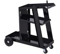 DURHAND Chariot de soudage Mobile à 3 Niveaux avec 4 Roues, Chariot de Poste à souder Porte-Bouteille de gaz et chaînes de sécurité, capacité 50 KG, pour appareils de soudage et Coupe-Plasma, Noir