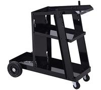 DURHAND Chariot de soudage Mobile à 3 Niveaux avec 4 Roues, Chariot de Poste à souder Porte-Bouteille de gaz et chaînes de sécurité, capacité 50 KG, pour appareils de soudage et Coupe-Plasma, Noir