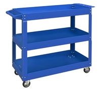 DURHAND Chariot Desserte d'Atelier Acier 3 Plateaux 83 x 35,3 x 76 cm Bleu