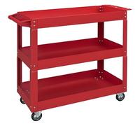 DURHAND Chariot Desserte d'Atelier Acier 3 Plateaux 83 x 35,3 x 76 cm Rouge