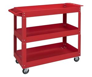 DURHAND Chariot Desserte d'Atelier Acier 3 Plateaux 83 x 35,3 x 76 cm Rouge