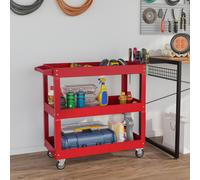 DURHAND Chariot desserte d'atelier acier 3 plateaux sur roulettes avec poignée charge max. 150 kg 83 x 35,3 x 76 cm acier rouge