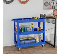 DURHAND Chariot desserte d'atelier acier 3 plateaux sur roulettes avec poignée charge max. 150 kg 83 x 35,3 x 76 cm acier bleu