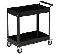 DURHAND Chariot desserte d'atelier en Acier 2 Plateaux sur roulettes avec poignée - Charge Max. 150 kg - 84,5 x 38 x 84 cm Noir