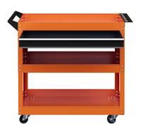 DURHAND Chariot Porte-Outils avec Poignée Latérale, Tiroir et 3 Étagères en Acier, 82x35x76 cm, Orange