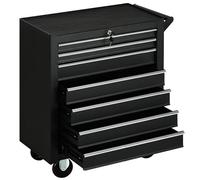 DURHAND Coffre à outils roulant 7 tiroirs verrouillable métal noir mat