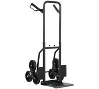 DURHAND Diable d'escalier Pliable 120 kg 6 Roues, Diable demenagement Robuste en Acier avec Cordes télescopiques, Chariot de Transport pour entrepôt, aéroport, Objets volumineux & Lourds, Noir