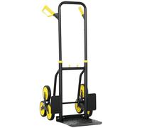 DURHAND Diable d'escalier Pliable 120 kg 6 Roues, Diable demenagement Robuste en Acier avec Cordes télescopiques, Chariot de Transport pour entrepôt, aéroport, Objets volumineux & Lourds, Jaune