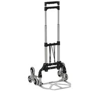 DURHAND Diable Escalier Pliant en Aluminium 6 Roues 70 kg Argent et Noir