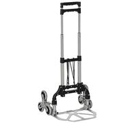 DURHAND Diable Escalier Pliant en Aluminium 6 Roues 70 kg Argent et Noir