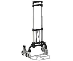 DURHAND Diable escalier Pliant en Aluminium avec 6 Roues et Sangle - Charge de 70 kg avec - Argent et Noir