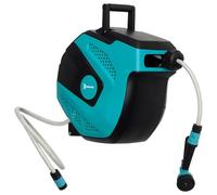 DURHAND Enrouleur automatique pivotant 180° – support mural intégré, tuyau 15+1,5 m, buse – noir/vert